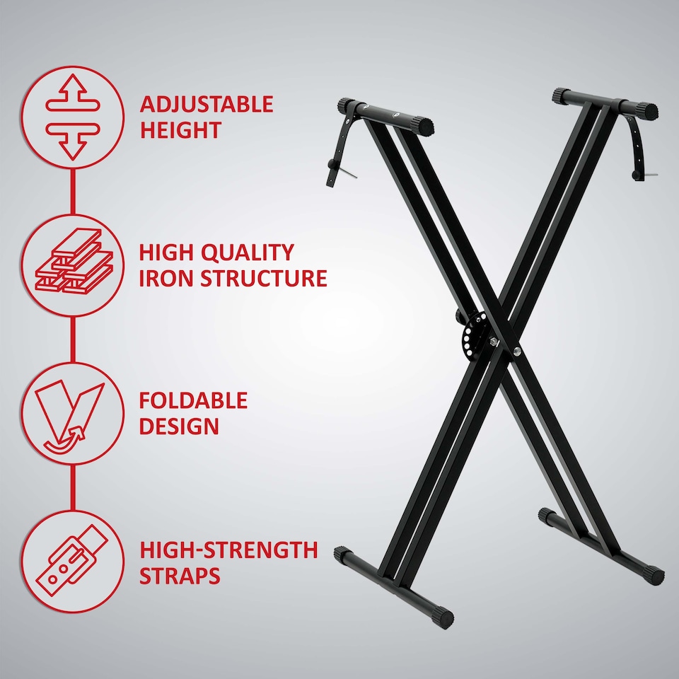image 1 of X Frame Keyboard Stands Double Beam Music Electronic Keyboard Stand | Black