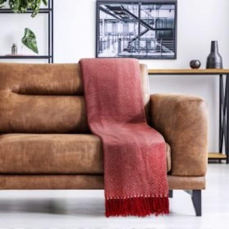 image 1 of Hartley Collection Recycled Cotton Throw in Red (90" x 100") Red | Red