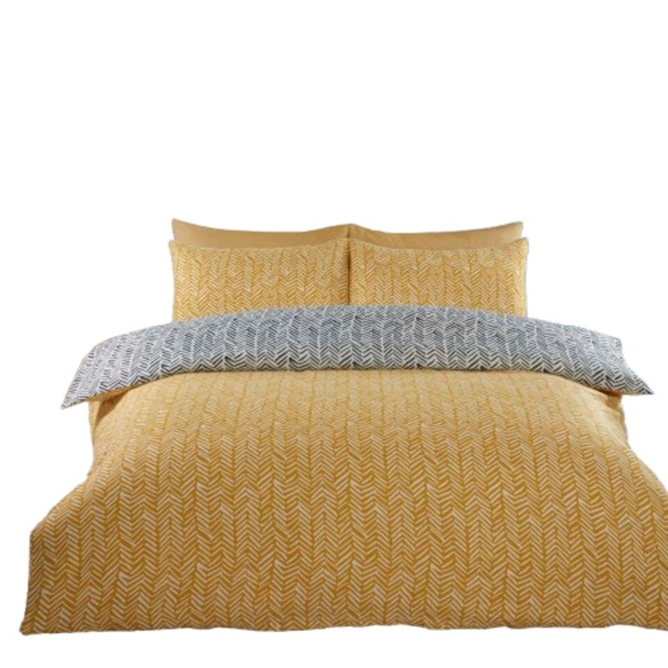 image 1 of Helston Reversible Duvet Cover Set with Pillowcase Bedding Green | King