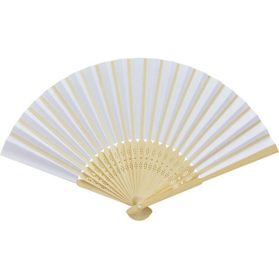 image 1 of Carmen Bamboo Handheld Fan - White - One Size