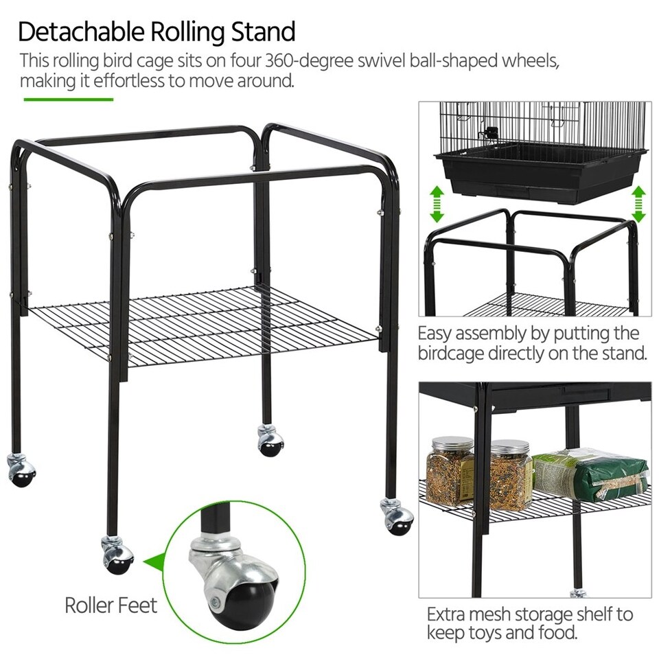 image 1 of Yaheetech 119 cm Tall Play Top Bird Cage with Removable Metal Stand Black