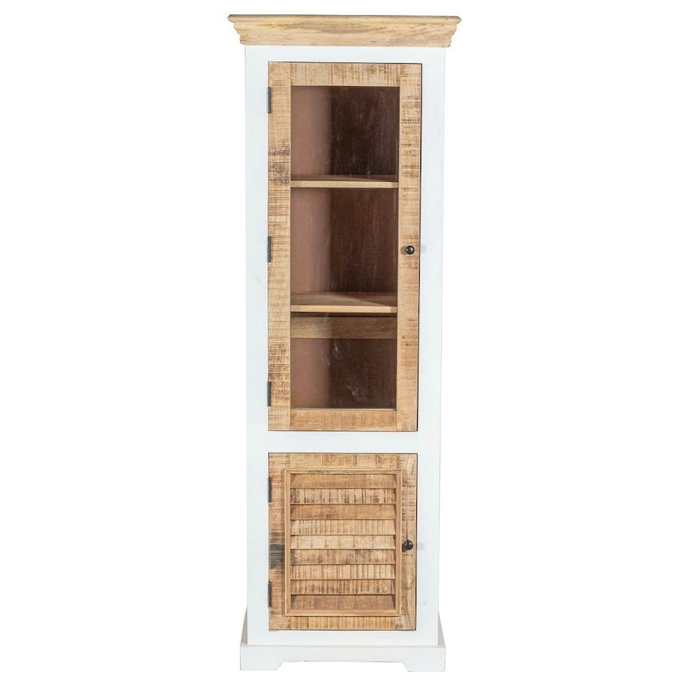 image 1 of Oscar Wood Bookcase/Display Cabinet – 3 Shelves & 1 Door Brown