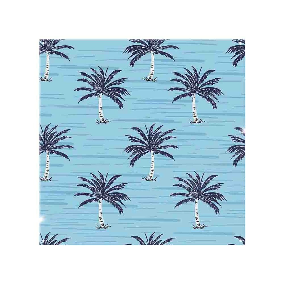 image 1 of Palm Trees On Blue Splash Back | White