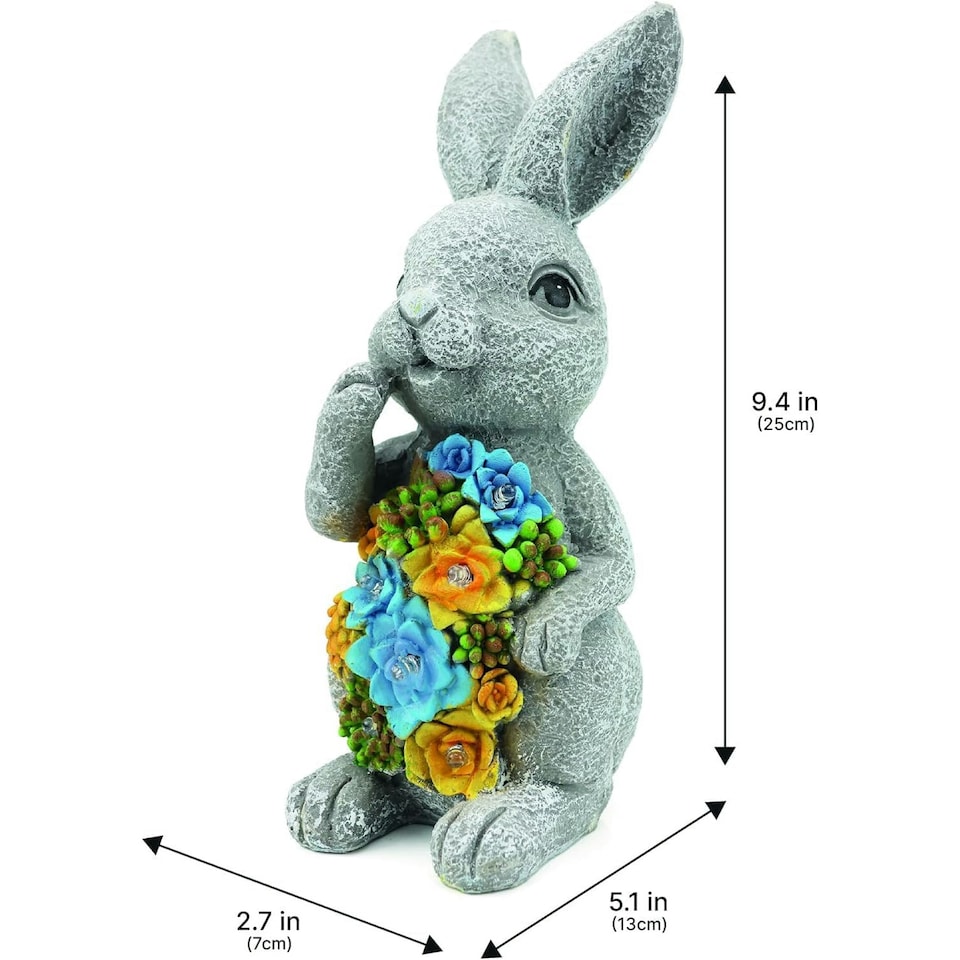 image 1 of Pack of 1 Solar Bunny Garden Ornament Grey | One Size