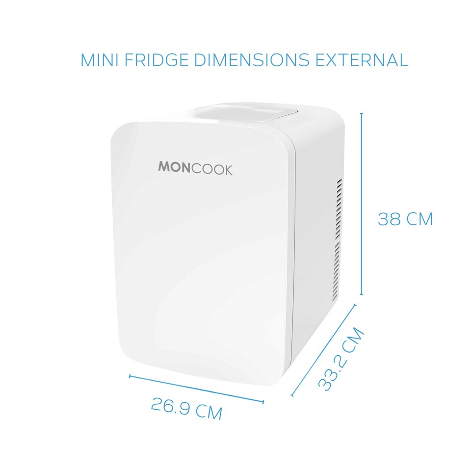 image 1 of MONCOOK Mini Fridge For Bedrooms - Small, Portable & Quiet - Glass Door Mini Fridge For Skincare, Food & Drinks - Cooling & Warming Function - 15L Grey