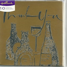 Pack of 10 Golden Alcohol Design Thank You Cards with Envelopes