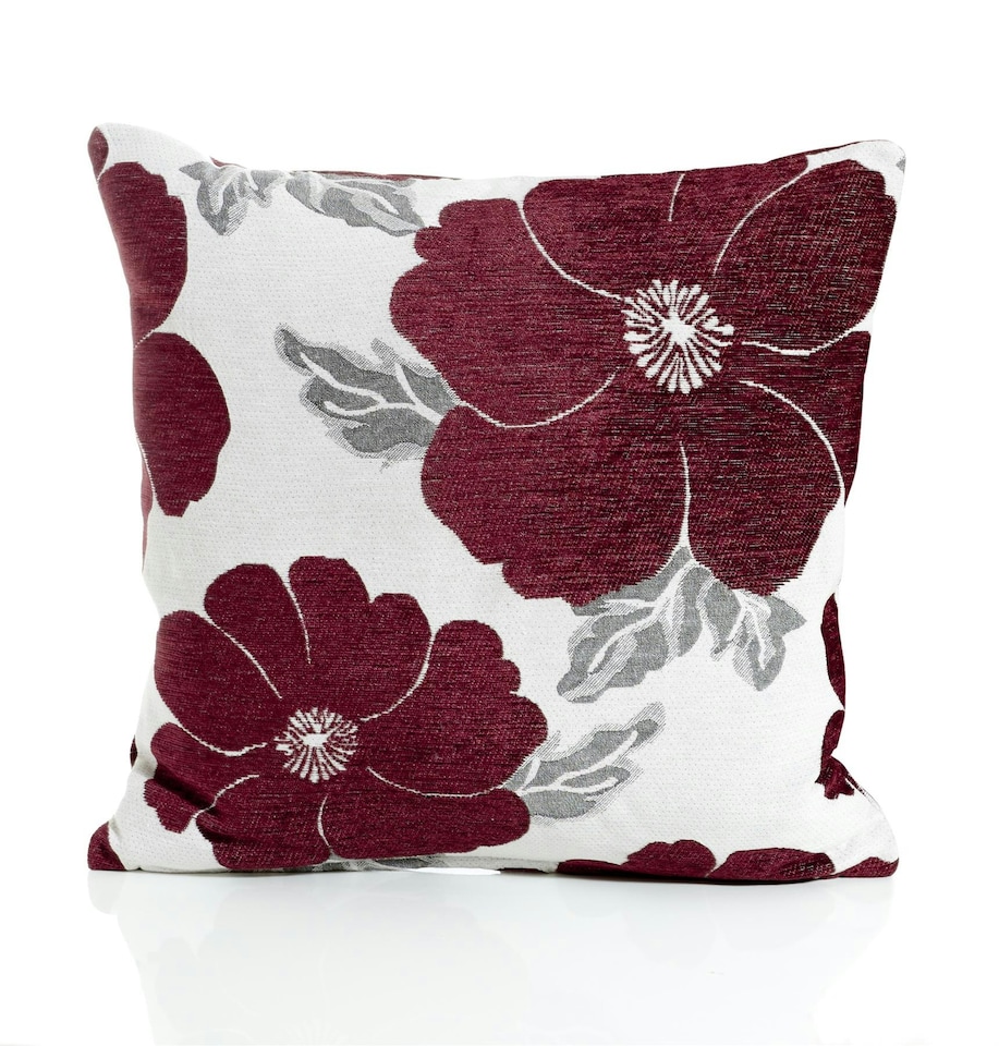 image 1 of Poppy Chenille 45cm x 45cm Aubergine Cushion Set of 4 | Purple | Cream & Grey | 45cm x 45cm x 10cm | 4