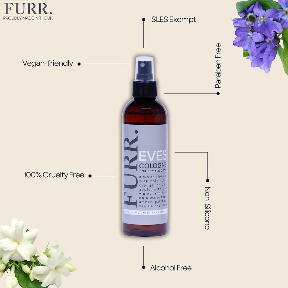 image 1 of FURR EVEs Fragrance for Female Dogs 250ml - Long-Lasting White Floral Dog Perfume with Aloe Vera, Vitamin E & Hyaluronic Acid