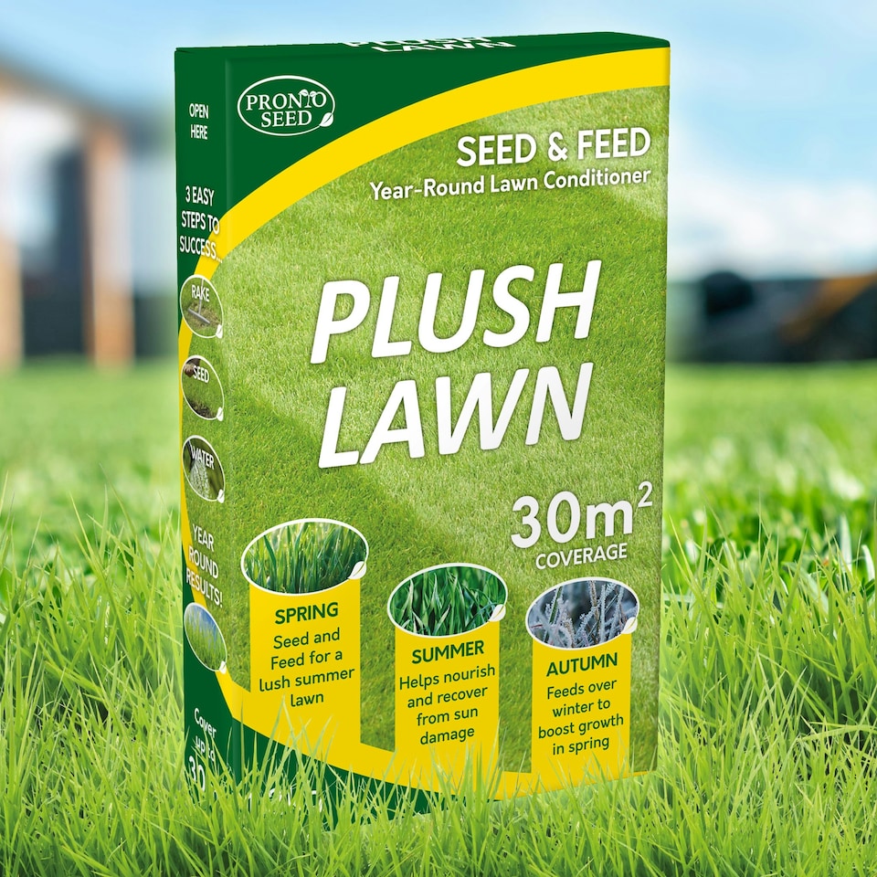 image 1 of Pronto Seed Plush Lawn Grass Seed & Fertiliser Mix - 1.2kg, Covers 30m²