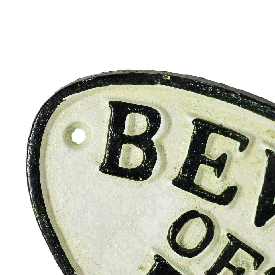 image 1 of "Beware of the Dog" Cast Iron Sign Plaque Door Wall House Fence Gate Post Garden