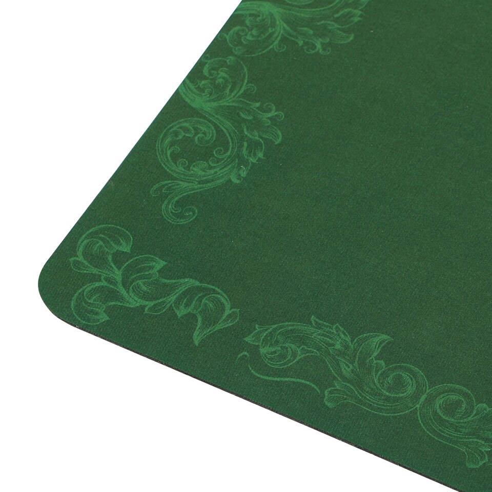 image 1 of SPORTNOW 120 x 60 cm Professional Texas Hold'em Poker Mat 6 Player Water-Resistant Poker Table Top Rubber Poker Table Mat with Felt Surface Carry Bag, Green
