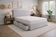 image 3 of Divan Bed Set Headboard and Footboard with Mattress 4ft Small Double Silver Suede Storage 2 Drawers Right Side Laying in Bed