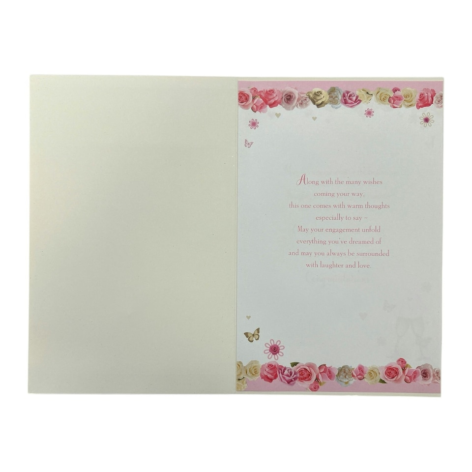 image 1 of On Your Engagement Neutral Traditional Floral Heart Card