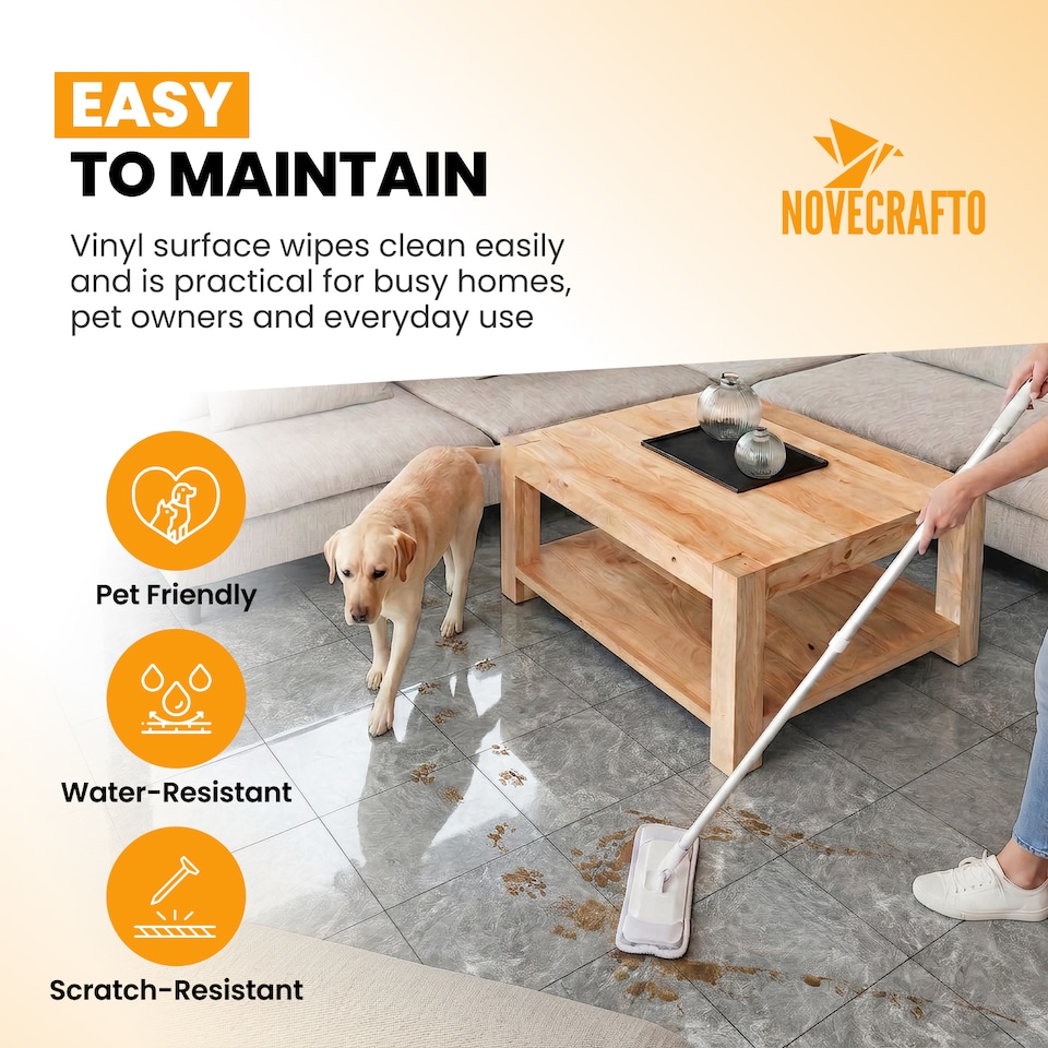 image 1 of Vinyl Floor Tiles Self Adhesive – 30 Pack Covers 30 sqf (2.79sqm) – 12x12in (30.5x30.5cm) Waterproof Peel & Stick Vinyl Flooring for Kitchen, Bathroom & Home | Grey