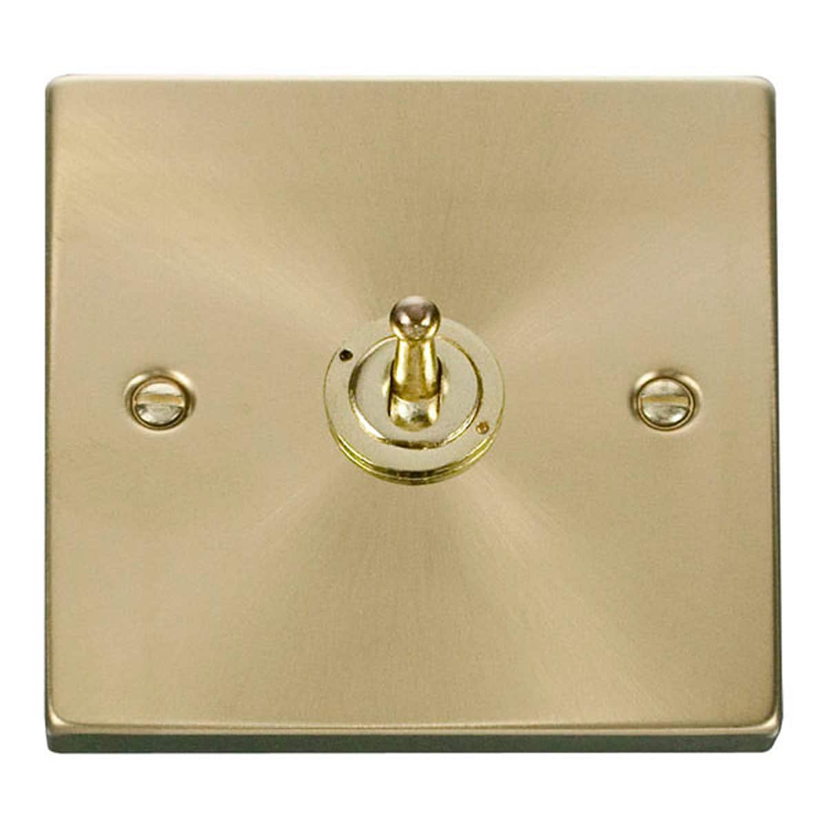 SE HOME Satin Brushed Brass Intermediate 10AX Toggle Light Switch Gold Satin Brass