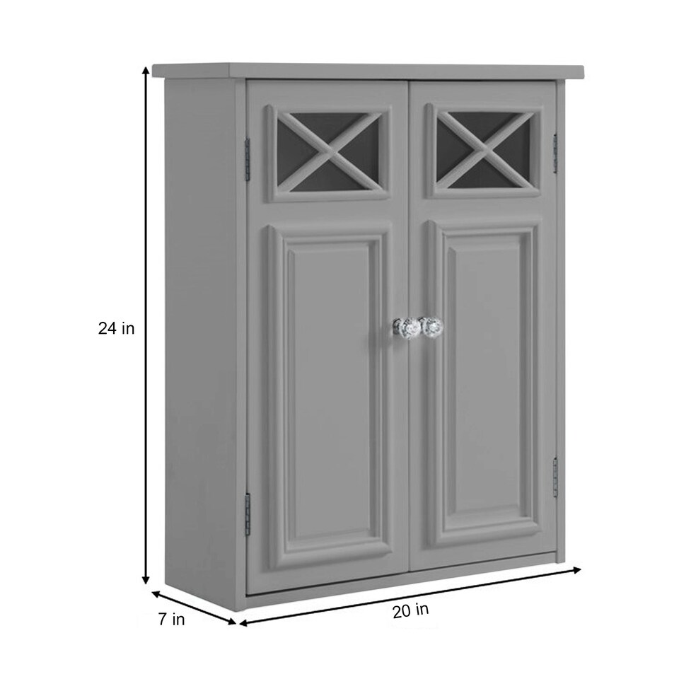 image 1 of Teamson Home Bathroom Wall Cabinet With Two Doors Grey Dawson