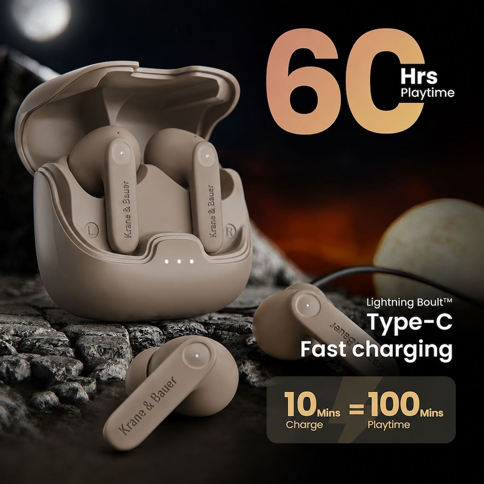 image 1 of Krane & Bauer Blizzard II Wireless In-Ear Headphones, Brown