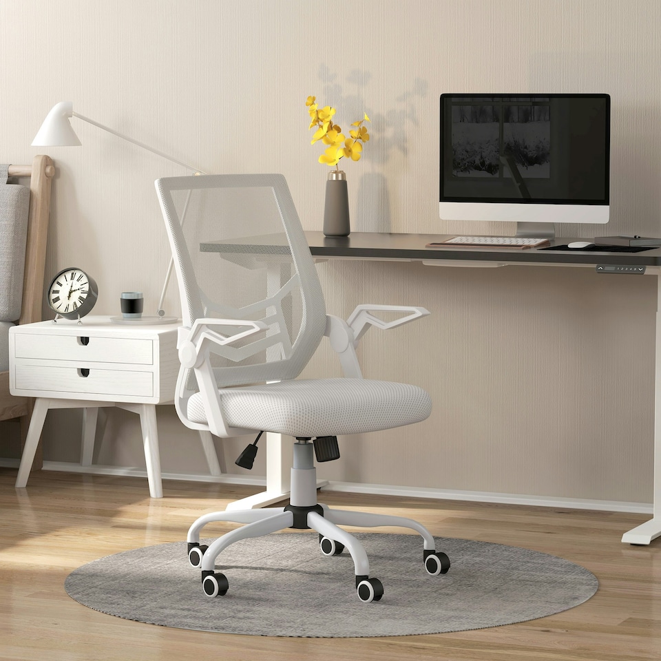 image 1 of Vinsetto Mesh Swivel Office Chair with Lumbar Support, White