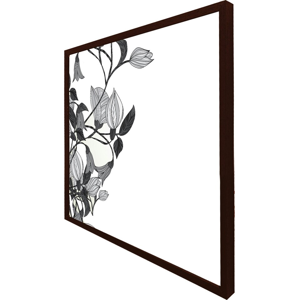 image 1 of Black & white flower illustration (Picture Frame) Black | M