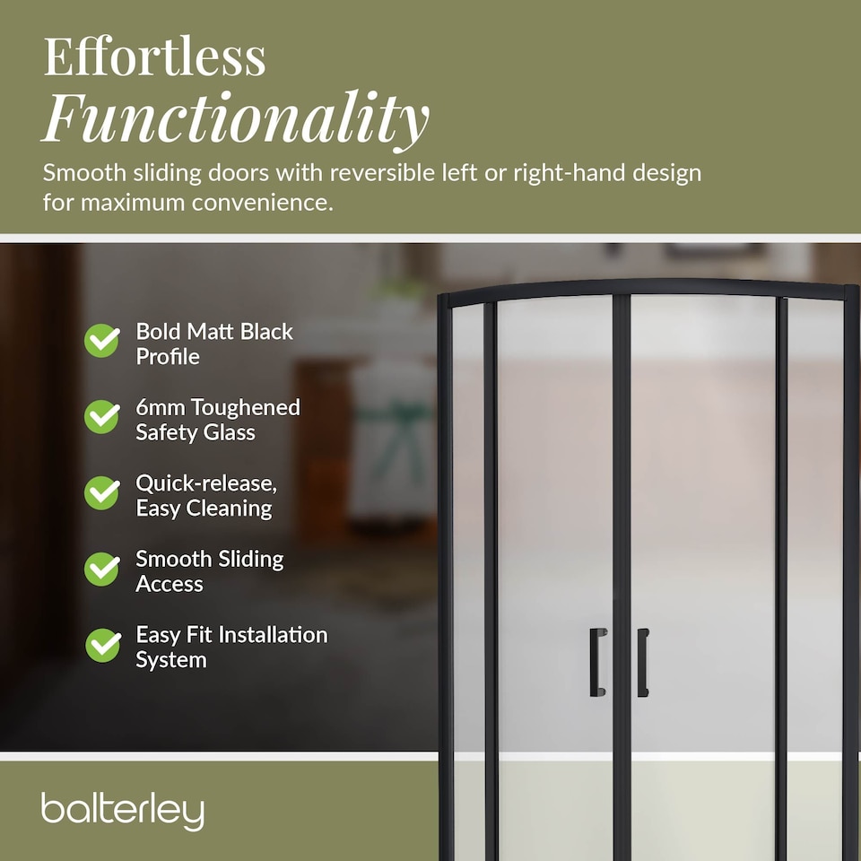 image 1 of 6mm Glass Quadrant Shower Enclosure 1900 x 800 x 800mm Matt Black | Black | Matt Black | 1