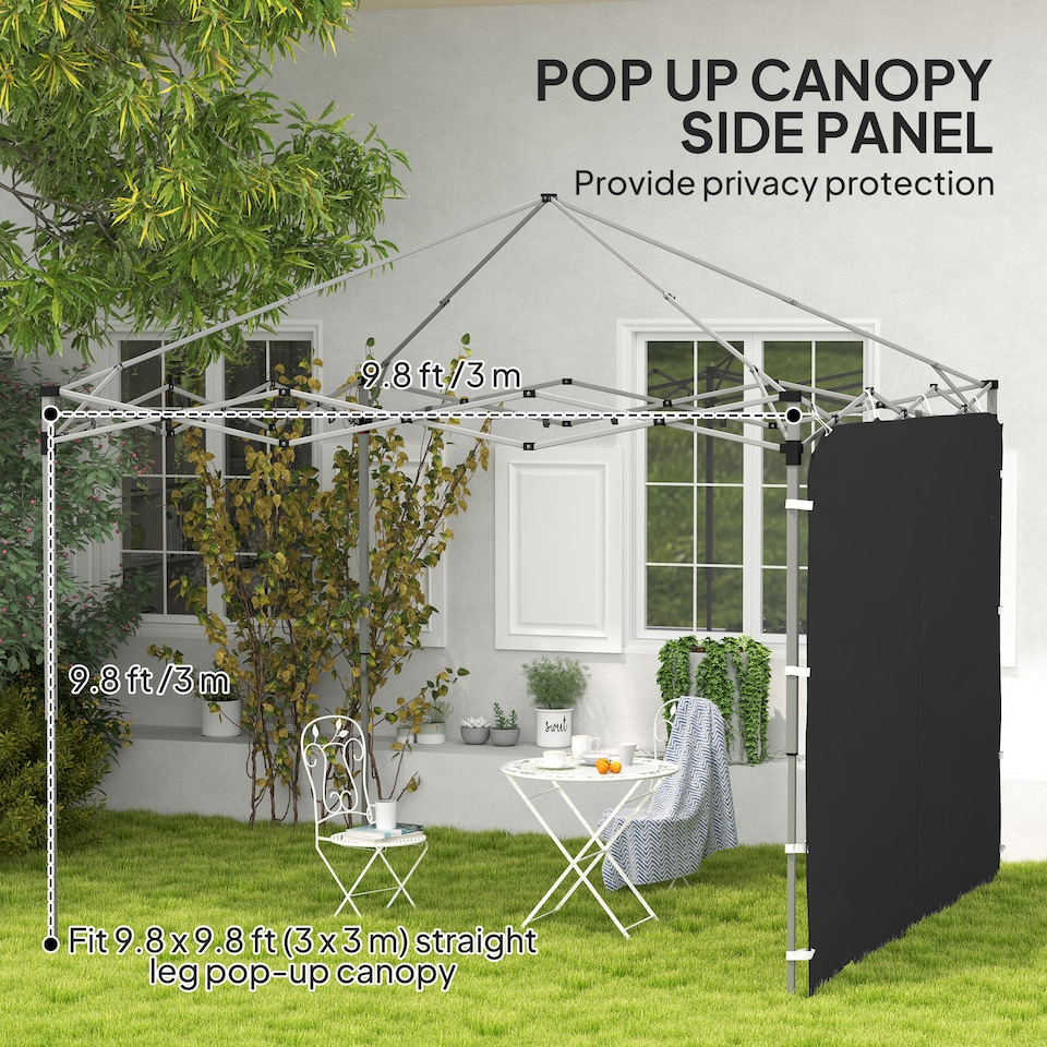 image 1 of Outsunny Gazebo Side Panel, Canopy Sidewall Panel with 4 Mesh Bags and 2 Storage Pockets for 3 x 3 m Straight Leg Pop Up Gazebos, 1 Pack Sidewall Only, Black
