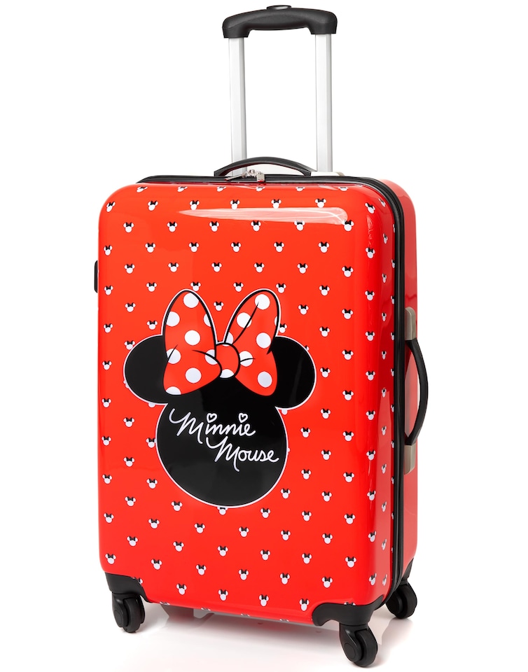 image 1 of Disney Minnie Mouse Suitcase For All Ages | Red Small, Medium Or Large Options Luggage Bag with Extendable Handle | Hard Cover Carry On Trolley Cabin Case | Fun Travel Accessory Gift for Kids and Adults