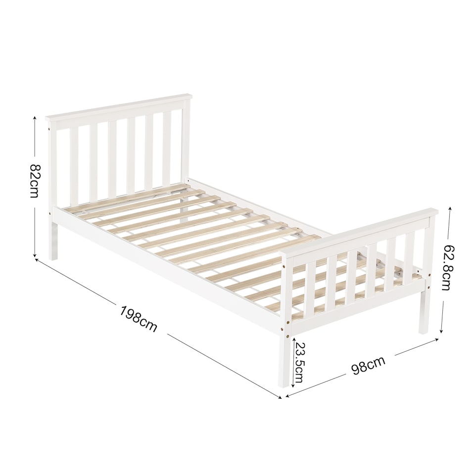 image 1 of 3ft Single Wooden Bed Frame In White