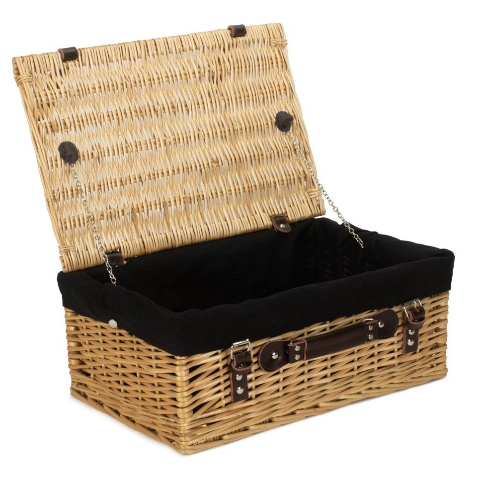 image 1 of 46cm Buff Wicker Picnic Basket with Lining Grey | Grey | One Size