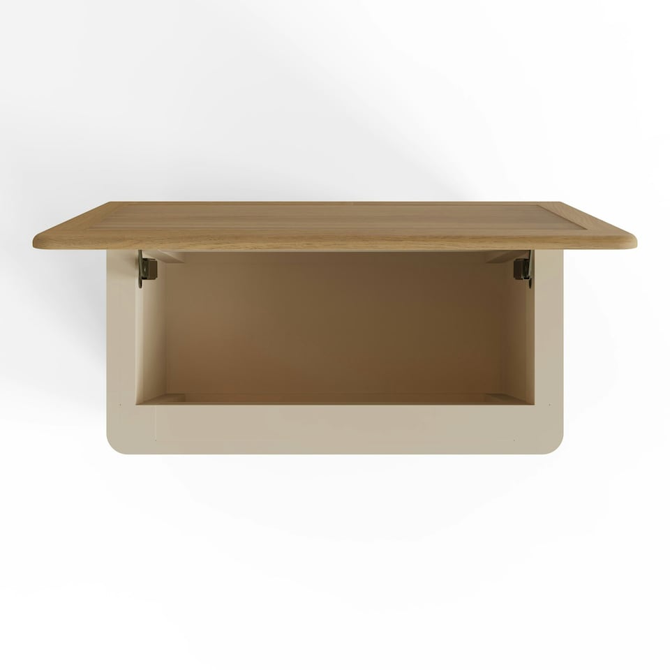 image 1 of Faire Ottoman Blanket Box in Putty with Oak Top Cream