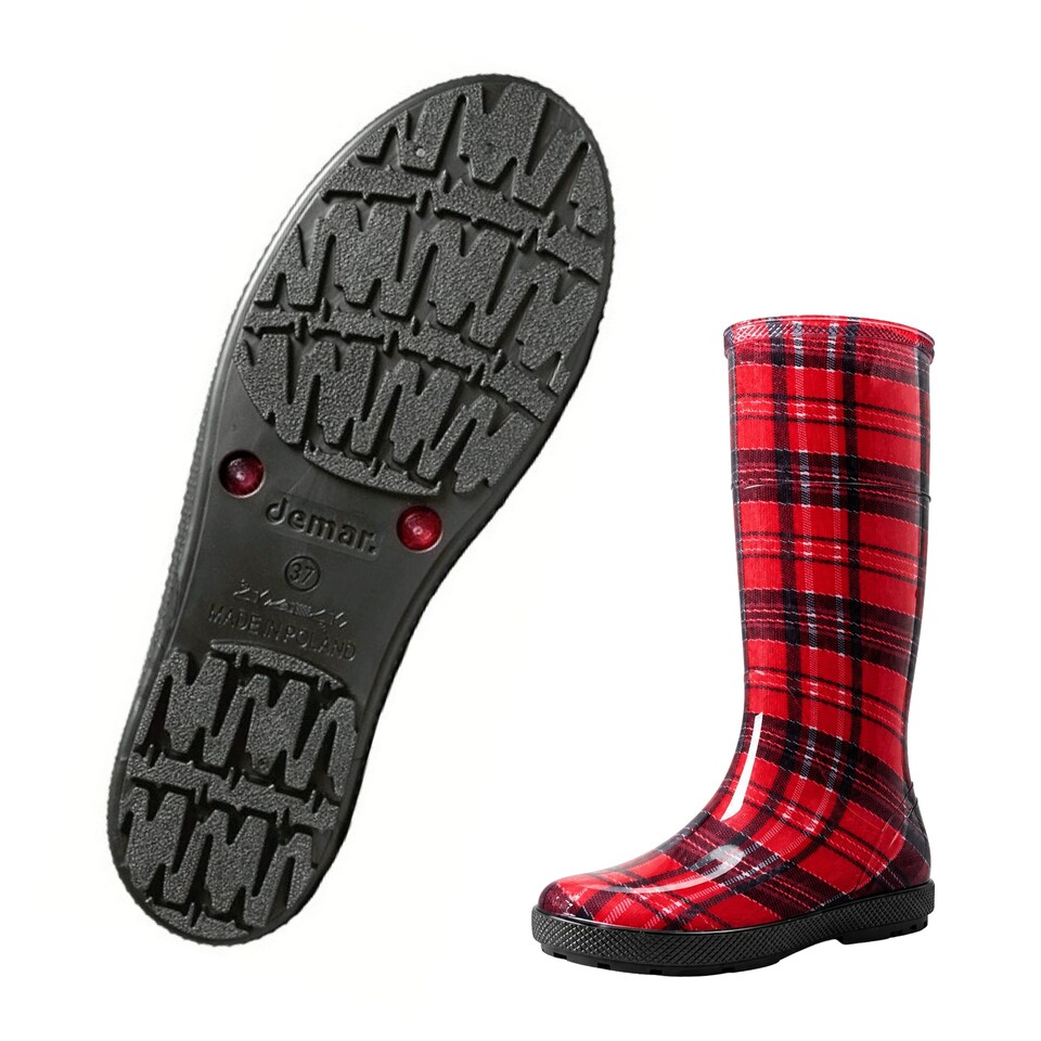 image 1 of Hawai Lady Women's Red Check PVC Rain Wellies EU39
