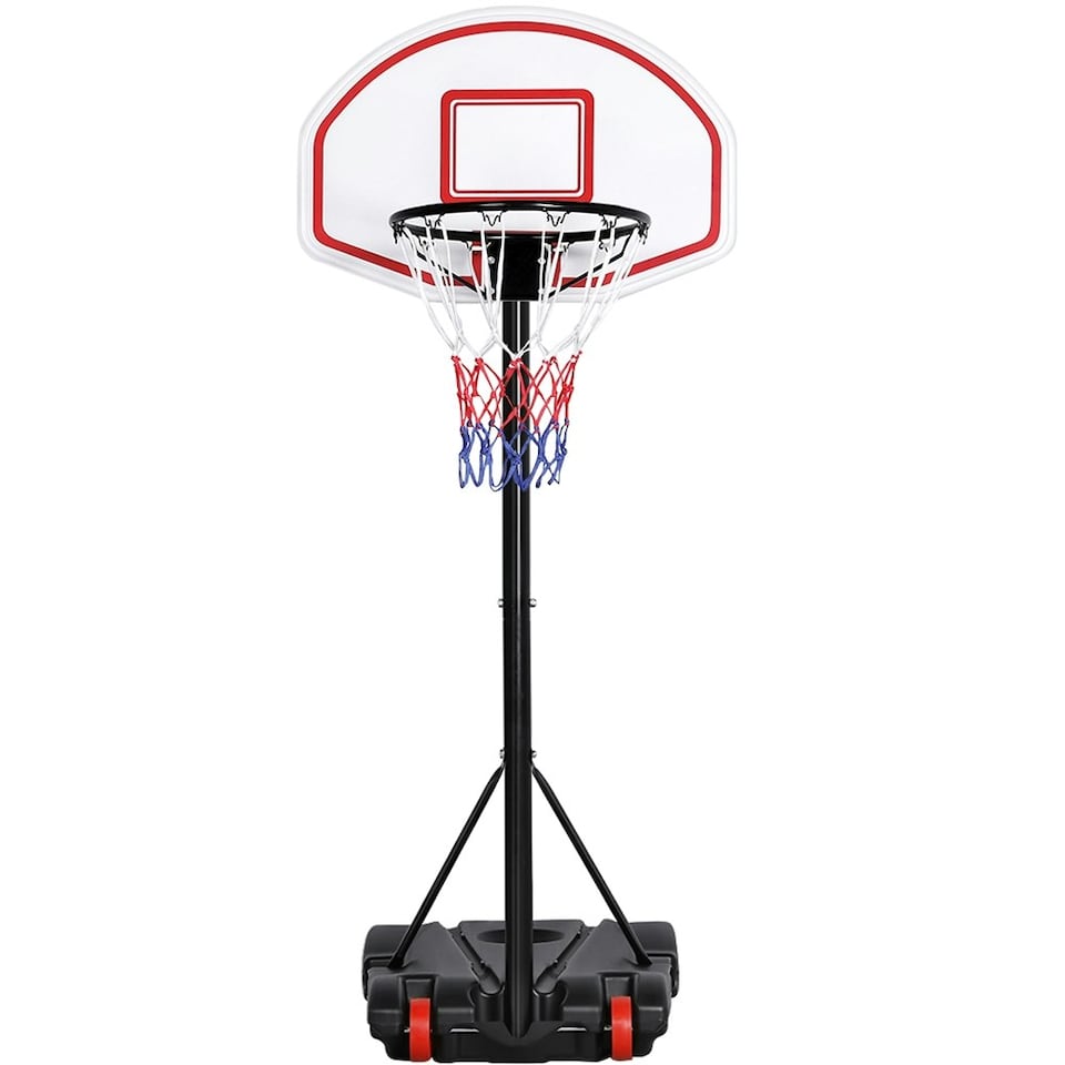 image 1 of Yaheetech 1.9-2.5M Height-Adjustable Basketball Hoop System Red