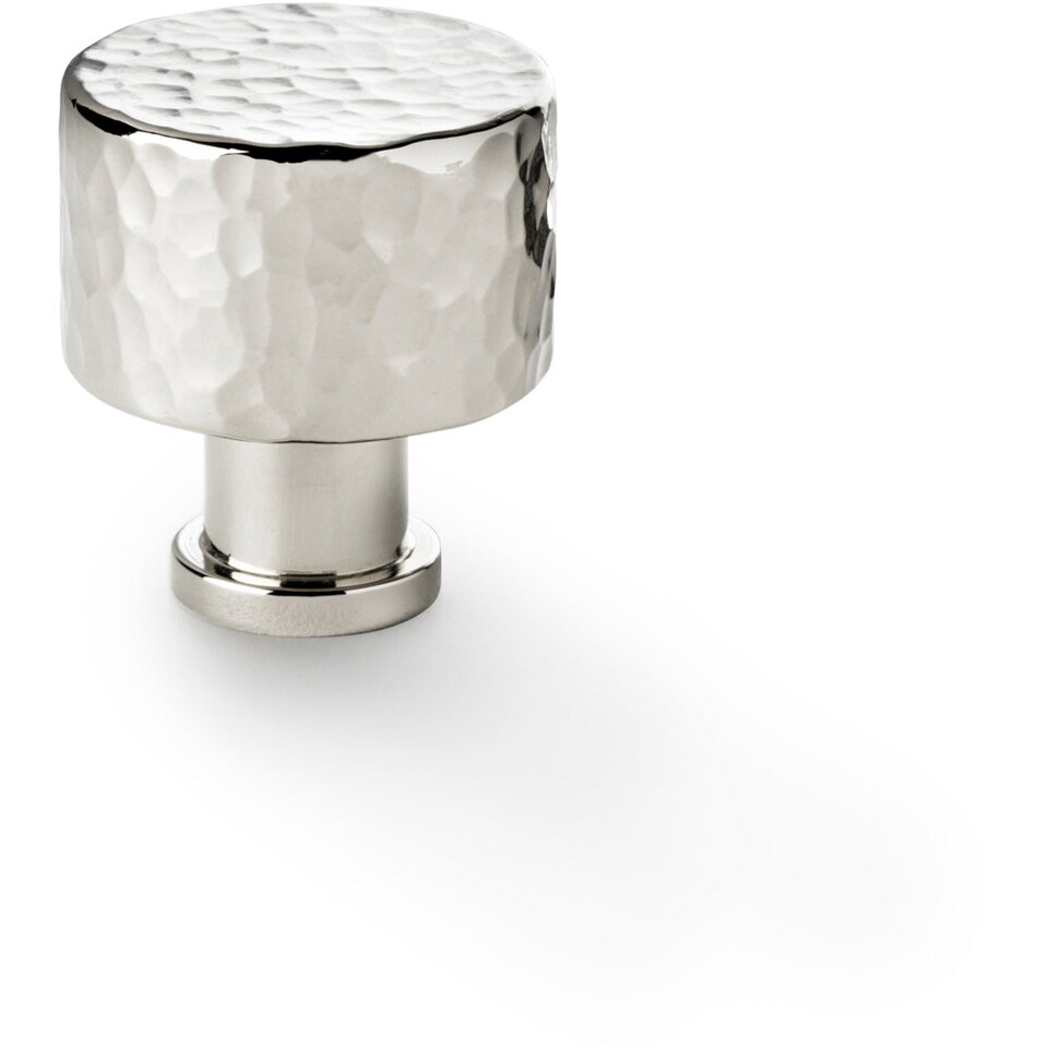 image 1 of Round Hammered Door Knob - Polished Nickel 30mm Diameter Cupboard Pull Handle