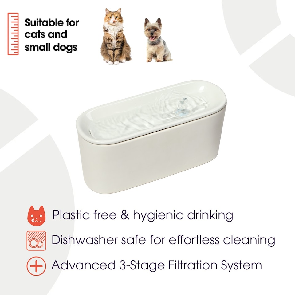 image 1 of Cat Mate 800ml Ceramic Pet Water Fountain Light Grey (800ULG) | Grey
