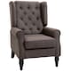 image 1 of HOMCOM Retro Accent Chair, Snow Flannel Wingback Armchair with Wood Frame Button Tufted Design for Living Room Bedroom, Brown