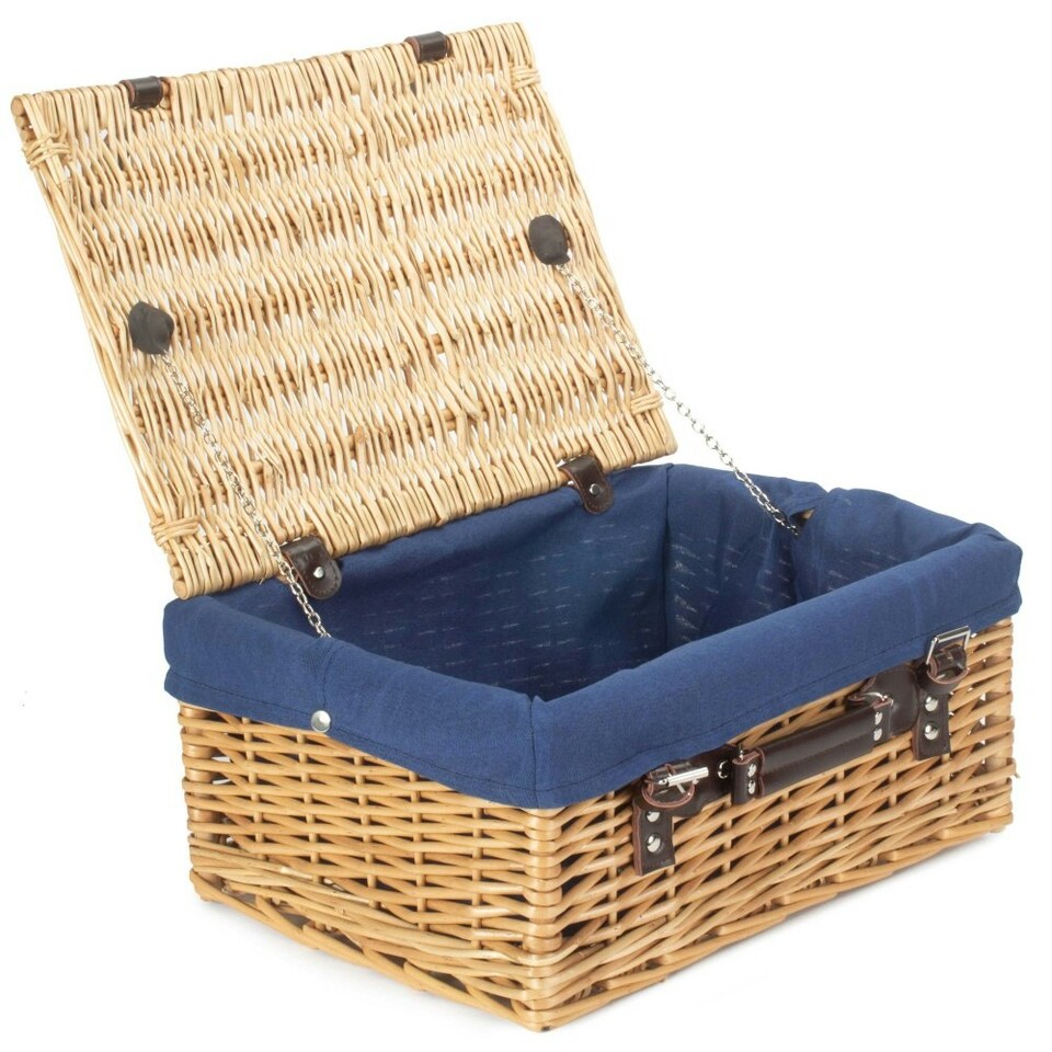 image 1 of 40cm Buff Wicker Picnic Basket with Lining | Grey | Grey | One Size