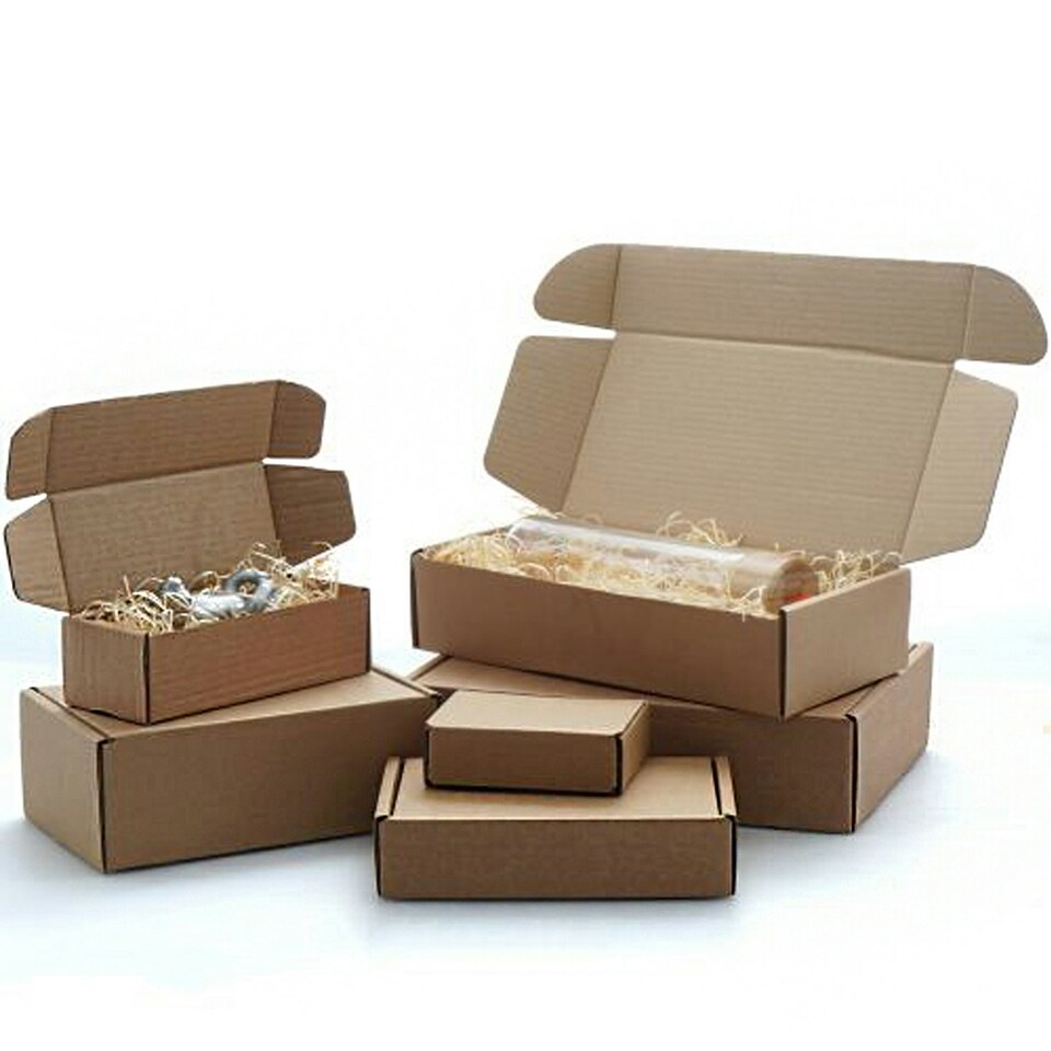 image 1 of 100 x Brown Die Cut Boxes 15 x 12 x 2.5" (381x304x63mm) Folding Postal Shipping Cartons Brown