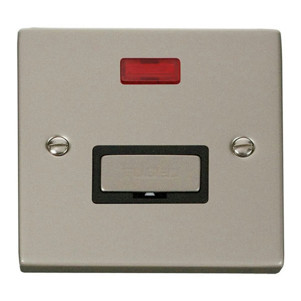 SE HOME Pearl Nickel 13A Fused Ingot Connection Unit With Neon Black | Pearl Nickel
