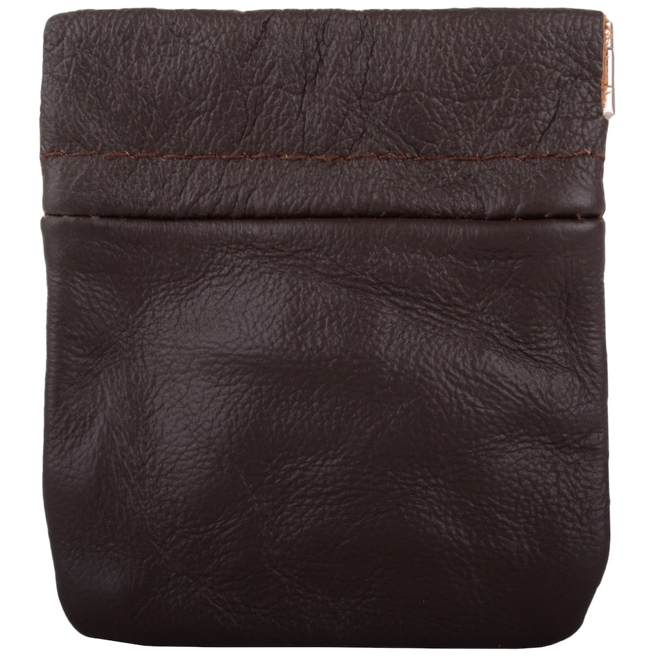 image 1 of Lorenz Mens Leather Coin / Money Holder / Pouch / Wallet with Push Clip Fastening | Brown | Brown