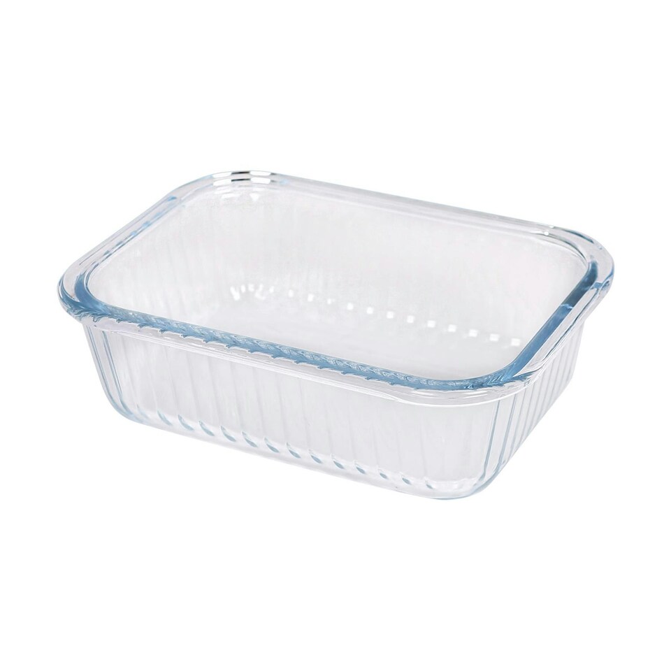 image 1 of Argon Tableware Optical Rectangular Glass Cake Dish - 20cm x 15cm Clear