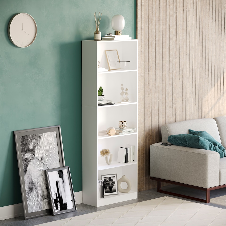 image 1 of Vida Designs Cambridge 5 Tier Extra Large Bookcase Display Storage, White