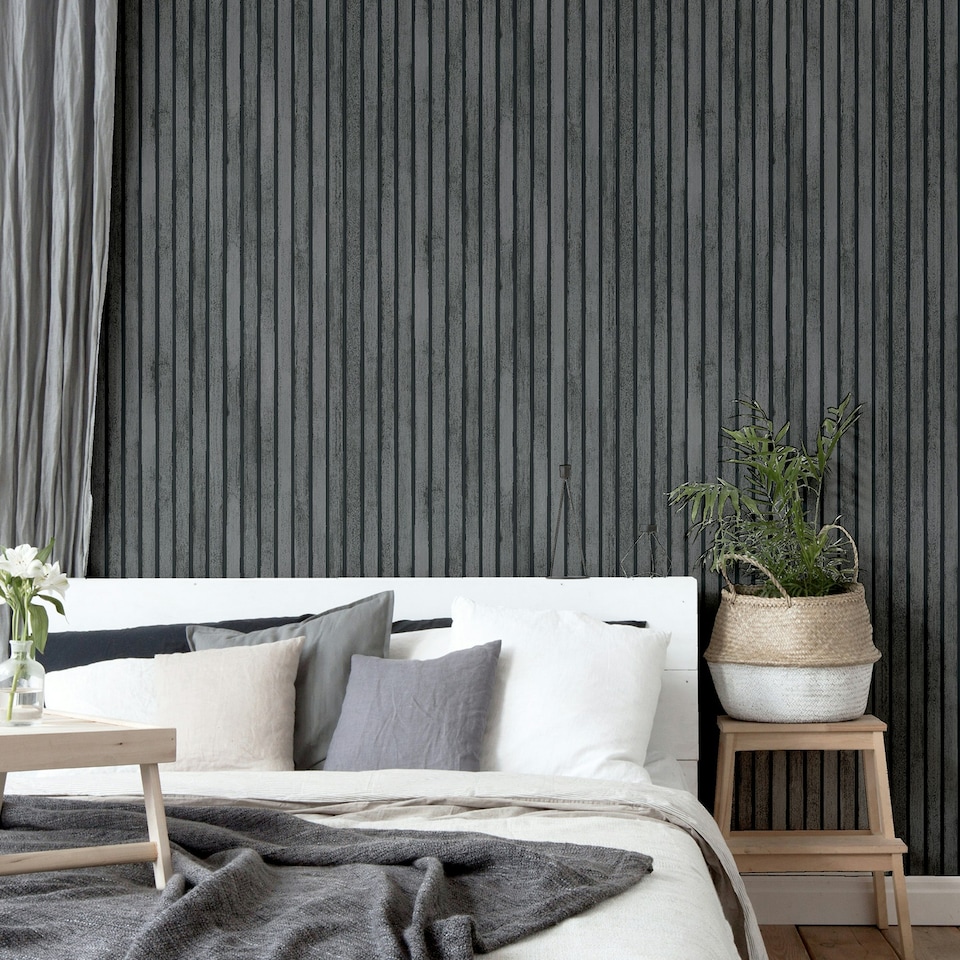 image 1 of Wood Slats Charcoal Grey
