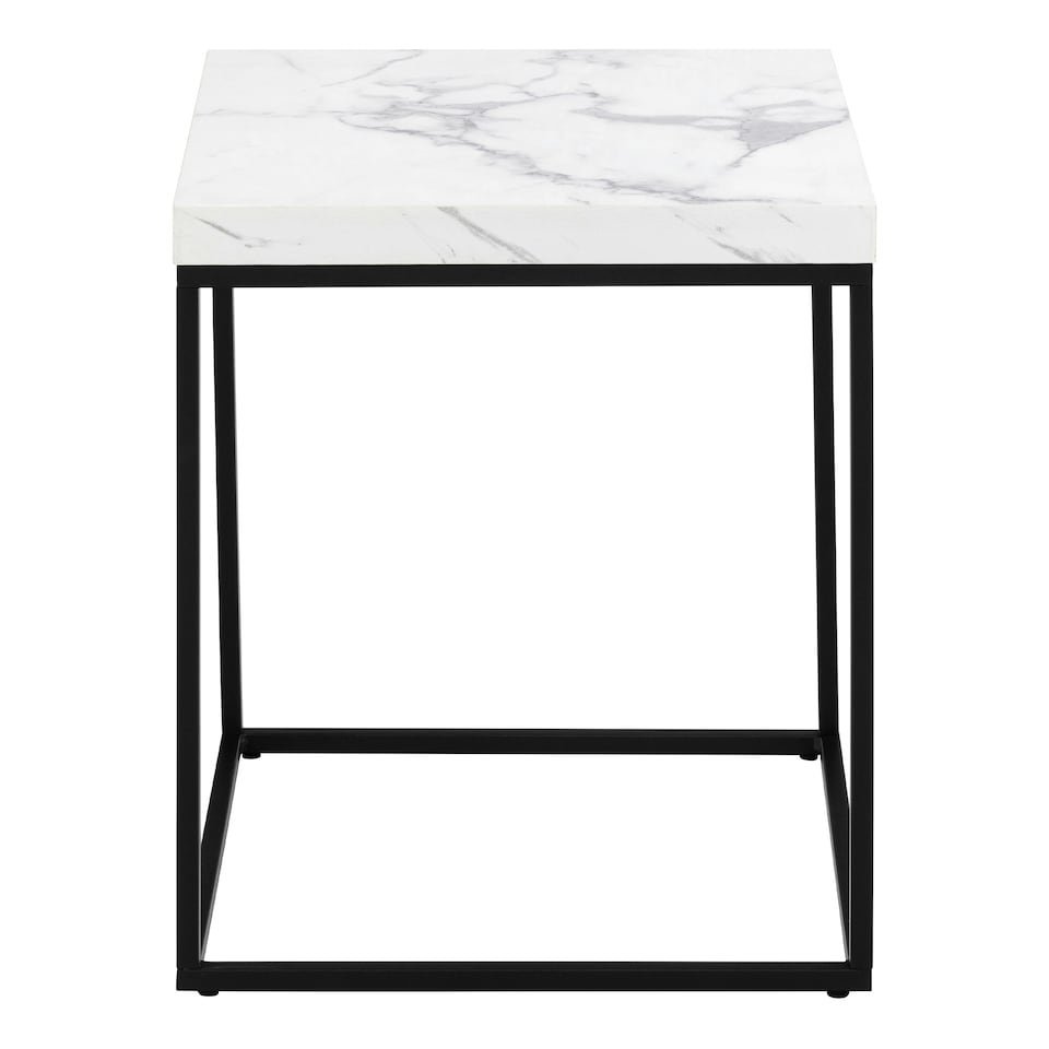 image 1 of Barossa Coffee Table with White Marble Effect Top & Black Base 40cm