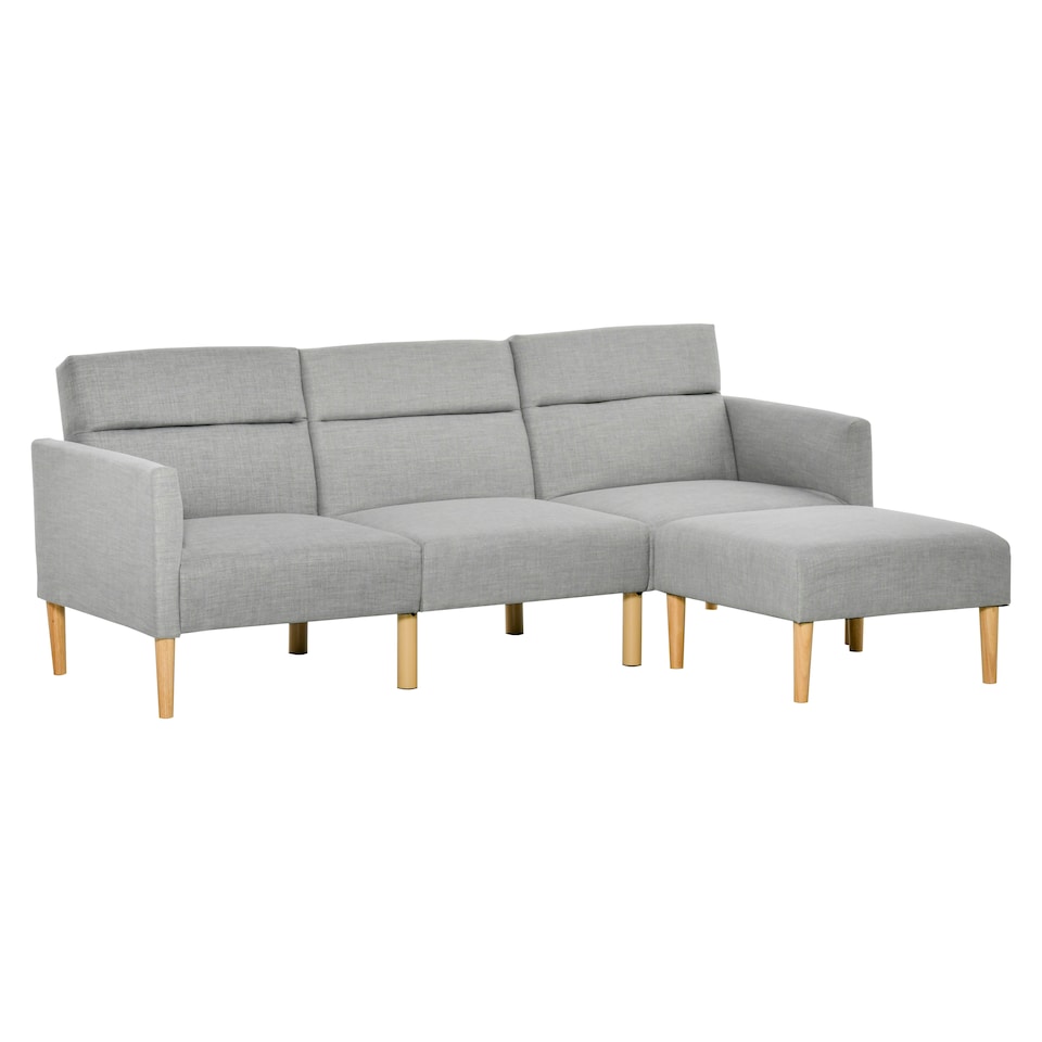 image 1 of HOMCOM Upholstered Sofa bed Reversible Sectional Sofa Set linen-Touch Sleeper