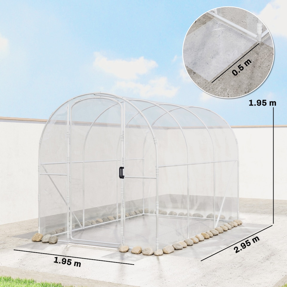 image 1 of Outsunny 3 x 2 x 2m Polytunnel Greenhouse with Door, Galvanised Steel Frame
