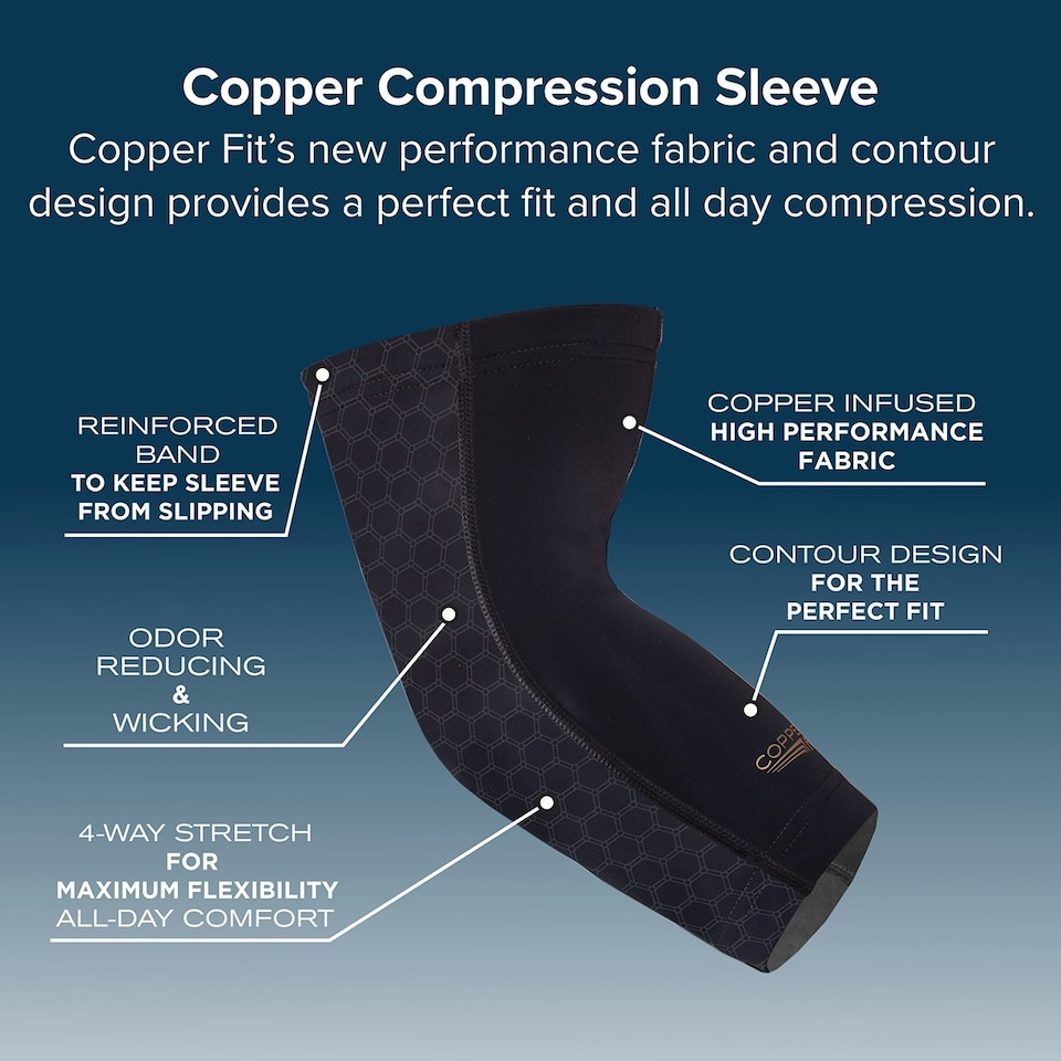 image 1 of Copper Fit Freedom Elbow Compression Sleeve (Medium) Black | M