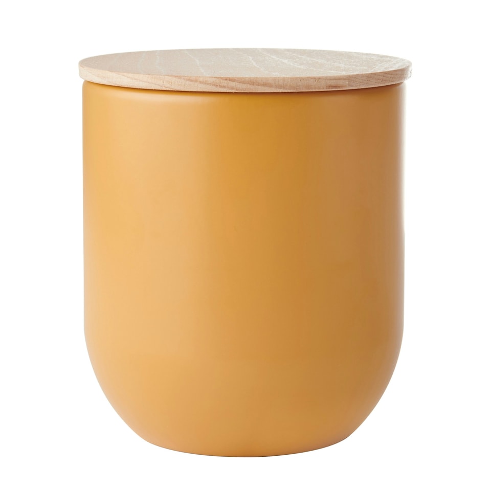 image 1 of KitchenCraft Kitchen Canister Yellow Stoneware 9x10cm