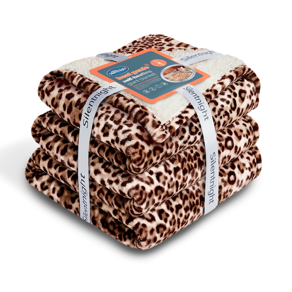 image 1 of Silentnight Heat Genie Self-Heating Giant Blanket, Leopard Print