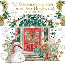 To a Dear Granddaughter and Her Husband Snowman Design Christmas Card