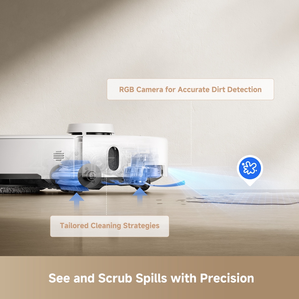 image 1 of MOVA P50 Pro Ultra Robot Vacuum and Mop, 19000Pa Suction Power, All-in-one Cleaning Station, White