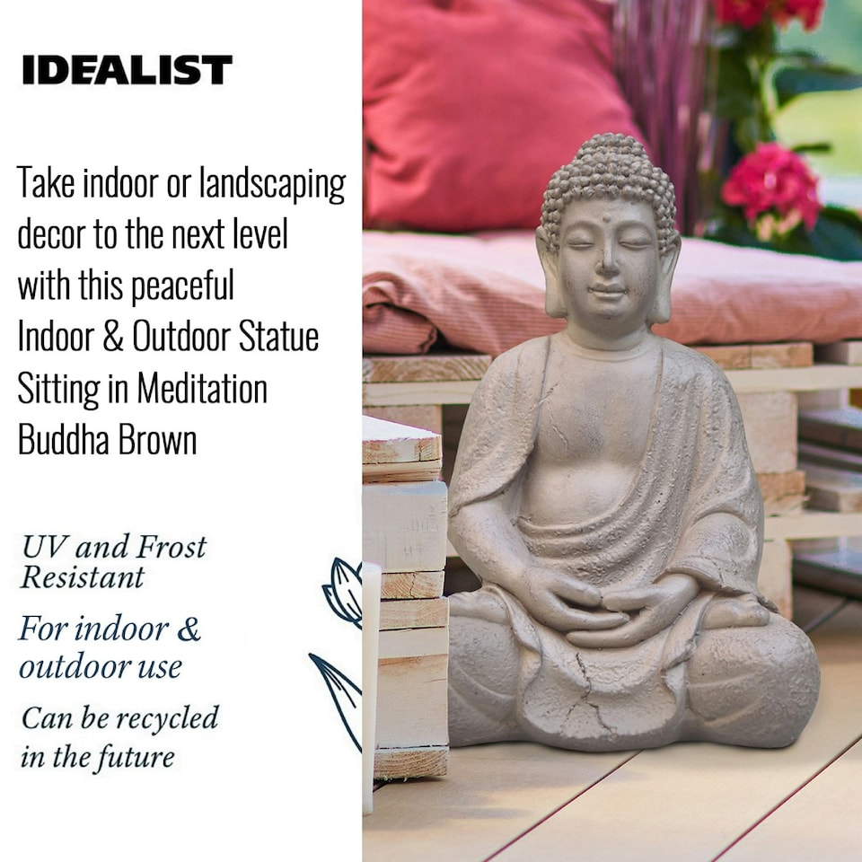 image 1 of Sitting in Meditation Buddha Brown Indoor and Outdoor Statue&nbsp;L30 W24 H41 cm